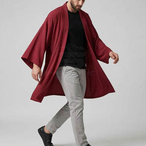 <b>Men's</b> Oversized Print Double Breasted Eco-Friendly <b>Kimono</b> <b>Jacket</b> Full Sleeve Casual Shirt Open Front Collarless Sporty Spring - Product Image 3