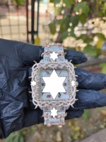 Montre de luxe automatique Moissanite VVS entièrement sertie, lunette à motif épines, lunette diamantée, cadran carré, chiffres romains, bijou Hip Hop