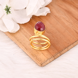 Red Hydro Gemstone <b>Ring</b> Handmade <b>Adjustable</b> Fashion <b>Ring</b> for Women - Product Image 2