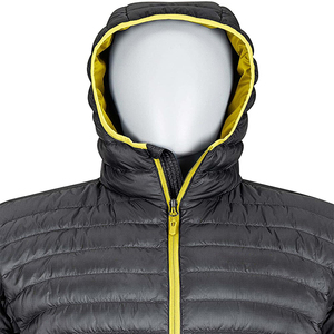 2026 New Men's Hooded Puffer Jacket Winter <b>Quilted</b> Windproof Zipper Closure Casual Solid Color Polyester <b>Wadding</b> Black - Product Image 4