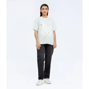 T-shirt décontracté en polyester et coton à col rond et manches courtes, imprimé, design personnalisable, logo personnalisé, respirant pour femme, été - Product Image 6