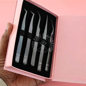 Free Custom Logo Lash Tweezers Volume 90 Degree Private Label Mega Volume Tweezers Fiber Tip Eyelash Extension Lashes Tweezers - Product Image 3