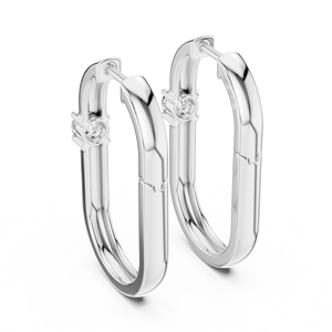 ต่างหูห่วงเพชรลูน่าสปาร์คโซลิแทร์ทองคำขาว 14K - Product Image 3