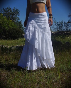 Falda Cruzada de Algodón Fluida para Mujer, Asimétrica con Volantes, Maxi, para Verano, Festivales, Playa, Fiestas, a Precio de Mayoreo - Product Image 2