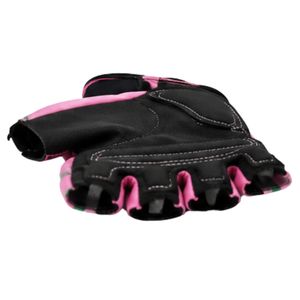 Guantes de Ciclismo Térmicos de Forro Polar Rosa, Medios Dedos, con Acolchado Negro, Cómodos para Entrenamiento Físico al Aire Libre - Product Image 2
