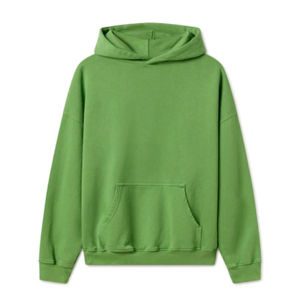 เสื้อฮู้ดสีเขียวล้วนสำหรับผู้ชาย แบบสั่งทำพิเศษ ทรงโอเวอร์ไซส์ มีกระเป๋า ดีไซน์ลำลอง ใส่ได้ในฤดูใบไม้ร่วง แขนเสื้อปกติ ผ้าถักขนแกะ - Product Image 1