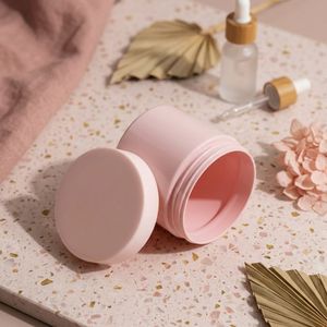Round PET <b>Plastic</b> <b>Jar</b> 150ml 200ml Pink Wide Mouth Screw Cap Container for Face Cream Cosmetic Packaging Vietnam Manufacturer - Product Image 2