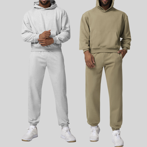 Ensemble de survêtement unisexe noir en coton, couleur unie, manches longues, pantalon à cordon, tenue décontractée pour l'automne, nouveau modèle 2026 - Product Image 3