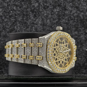 Reloj de Pulsera Mecánico de Lujo con Diamantes de Imitación Moissanite para Hombre – Chapado en Oro Amarillo, Estilo Hip Hop - Product Image 5