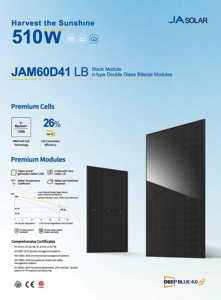 Precio al por Mayor de Paneles <span class=keywords><strong>Solares</strong></span>, Módulo Negro JA JAM60D41-500/LB, Tecnología TOPCon Tipo N, Panel Solar de 510W 500W 490W - Product Image 2