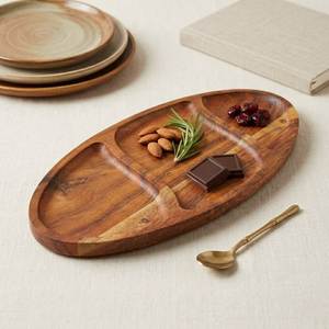 Juego de bandejas de servir de madera, forma ovalada, acabado lacado, diseño elegante para uso residencial, decoración para el hogar, última llegada. - Product Image 5