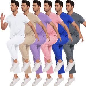 Men's Uniform Comfortable Hospital Uniform Nurse Beauty Dental Salon Work <b>Clothes</b> 94%Polyester+6%Spandex 120gsm - Product Image 3