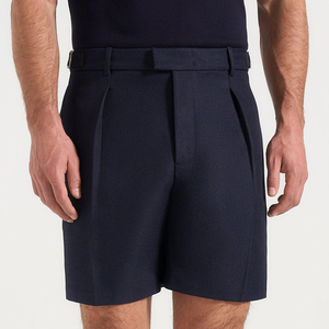 Pantalones Cortos Bermuda Azul Marino para Hombre, Cintura Media, Cierre Elástico, Color Sólido, Tela Oxford, Estilo Casual, Material de Algodón Transpirable - Product Image 4