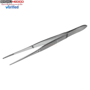 แหนบจับตัวอย่างแบบไม่มีฟัน ปลายหยักตรง ขนาด 10 ซม. / 3.9 นิ้ว ยี่ห้อ Iris Dressing Tissue รุ่น Short Delicate Fishing Forceps สำหรับงานในห้องปฏิบัติการ - Product Image 1