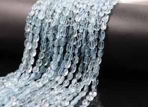 Cuentas Ovaladas Lisas de Aguamarina Azul Natural Excelente, 3x6 mm, 18 Pulgadas, Cuentas Ovaladas de Aguamarina Lechosa - Product Image 5