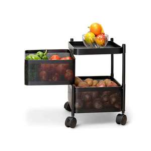 Compact Modern Steel <b>Kitchen</b> <b>Storage</b> Cart Five Tier Solid Tray Organiser PU Castor Wheel Heavy Duty Commercial <b>Unit</b> - Product Image 2