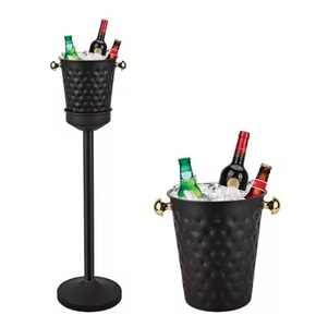 Wine Champagne <b>Bucket</b> Polished Hammered Ice <b>Bucket</b> for Bar Beer Beverage Ice <b>Buckets</b> Round Large Size Stainless Steel Durable - Product Image 3