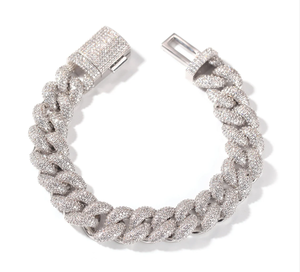 Pulsera de Cadena de Plata 925 de Lujo con Baño de Rodio y Diamantes Pavé, Corte Brillante Redondo, Microincrustaciones, Joyería Unisex para Uso Diario - Product Image 1