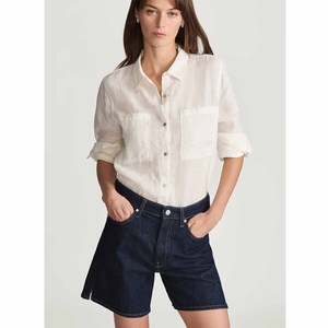 Shorts en jean personnalisés pour femmes, taille haute, coupe droite, décontractés, été, écologiques, respirants, effet vieilli, style vintage - Product Image 1