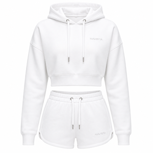 Navista <b>Women's</b> 2 Piece Streetwear Solid Zipper Hoodie Shorts Set <b>Black</b> <b>Crop</b> <b>Top</b> Drawstring Sweatshorts Casual Breathable Fleece - Product Image 1