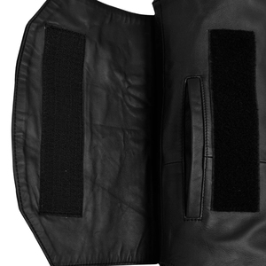Men's Black Genuine Leather Vest Sleeveless <b>Biker</b> <b>Waistcoat</b> Crew Neck with Pockets - Product Image 5