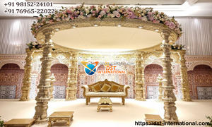 Traditionnel indien intérieur en bois Mandap indien mariage jardin en bois Mandap extérieur Triple pilier en bois mariage Mandap UK vente - Product Image 6