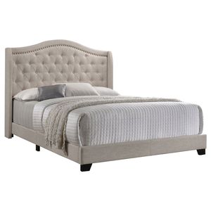 Lit Queen Size Beige Cuivre avec Tête de Lit Rembourrée – Accessoire de Literie Confortable - Product Image 3