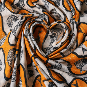Nautical Fish Print Cotton Fabric 58/60 Inch Woven Medium Weight Home Textile Scarf Shawl for Women - Product Image 1