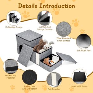 Rampe pliable 4-en-1 pour chiens, échelle de rangement pour chats, griffoir antidérapant, escalier à 3 marches pour petits animaux, animaux âgés, maisons et meubles pour animaux - Product Image 2