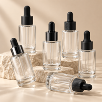 Flacon compte-gouttes en verre transparent à fond épais pour huile cosmétique et sérum, personnalisable, 5ml, 10ml, 15ml, 20ml, 30ml, 50ml, 100ml, flacon pour huile essentielle
