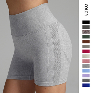 Shorts de cyclisme sans couture taille haute pour femme avec logo personnalisé, motif uni, leggings de fitness et de yoga extensibles dans quatre directions, séchage rapide pour adultes - Product Image 2