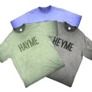 2026 New Design Oversized Cropped Tshirt Custom Screen Print Mineral Washed Acid Washed Solid Color <b>Plus</b> <b>Size</b> Tshirts Men - Product Image 1