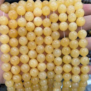 ลูกปัดหยกสีเหลืองธรรมชาติทรงกลม ลูกปัดหยกสำหรับทำเครื่องประดับ DIY งานฝีมือ - Product Image 5