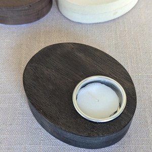 Porte-bougie rond en bois naturel, support de bougie rustique, décoration d'intérieur, centre de table - Product Image 3