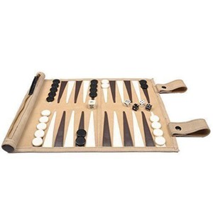 Portable Leather Roll Up Backgammon <b>Set</b> Travel Size Suede Board Game with <b>Dice</b> & Stone Lightweight Folding Backgammon Board Game - Product Image 2