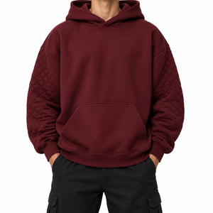 Baggy <b>Thick</b> <b>Men's</b> Cropped Hoodies with No String Blank Fleece 100% Cotton Crop Heavyweight <b>Men</b> <b>Hoodie</b> - Product Image 5