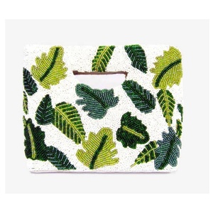 Nuevo bolso de mano con cuentas de vidrio y hojas tropicales para mujer, elegante bolso de noche hecho a mano, bolso de diseñador con estilo para fiesta. - Product Image 1