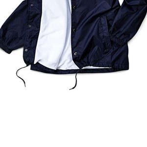 Blouson unisexe bleu marine avec fermeture boutonnée et col marin, vêtement d'extérieur en polyester résistant à l'eau pour adultes - Product Image 4