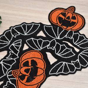 Napperons de table en tissu faits main pour Halloween, forme irrégulière, motif citrouille et chauve-souris, style original - Product Image 2