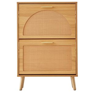 Organizzatore per Scarpe da Ingresso Autoportante in Rattan con 2 Cassetti Ribaltabili - Product Image 6