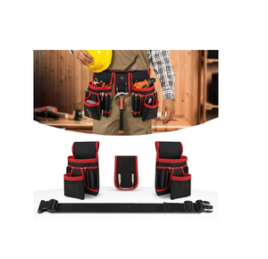 Heavy Duty Tool <b>Belt</b> With Multiple Pockets Black And <b>Red</b> Color For Workshop Use - Product Image 4