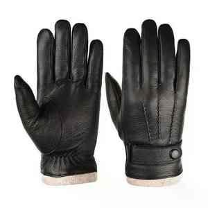 Guantes de Invierno de Alta Moda SOLID INTERNATIONAL al por Mayor, de Piel de Oveja Auténtica y Cuero PU, Compatibles con Pantalla Táctil, con Logotipo Personalizado, Cálidos - Product Image 1