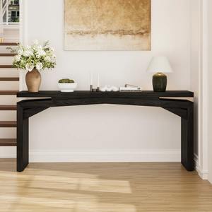 Console longue convertible en fer miroir, finition noire, design géométrique moderne, meuble d'entrée - Product Image 3