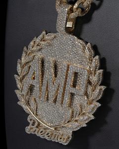 Pendentif médaillon AMP en argent 925 avec moissanite VVS 12 carats, style luxe glacé, et chaîne statement hip-hop, unisexe - Product Image 2