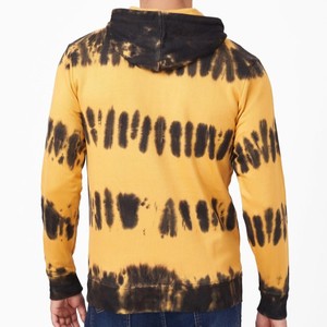 Sudadera con Capucha de Forro Polar Tejido Oversize para Hombre, Estampado Tie-Dye Amarillo y Negro, con Bolsillos, Estilo Casual, para Invierno - Product Image 5