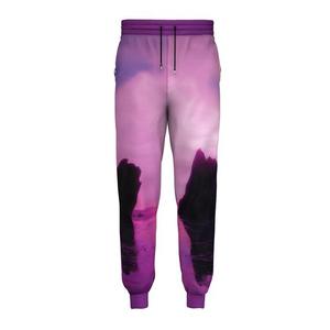 Pantalones Deportivos Sublimados para Hombre, Diseño Cielo Púrpura, Cintura Elástica con Cordón, Joggers Casuales, Pantalones de Poliéster de Peso Medio - Product Image 1