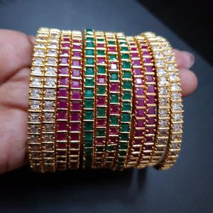 American Diamond Studded Gold Plated <b>Copper</b> <b>Bangles</b> for Wedding Engagement - Product Image 1