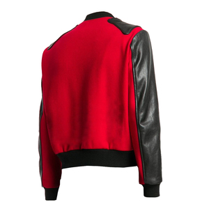 Chaqueta Varsity de Lana Estilo Vintage con Mangas de Cuero, Cuello Alto, Unisex, Chaqueta Bomber con Letras Bordadas, Estilo Urbano, Tendencia Streetwear - Product Image 2