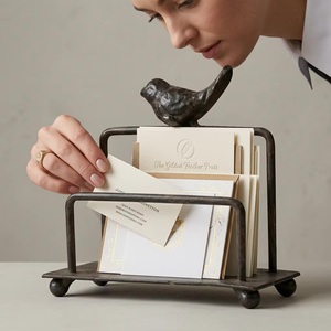Cast Iron Kitchen <b>Storage</b> Rack With Bird Sculpture Rustic Standing Organizer For Countertop Use - Product Image 4