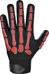 Nouveauté 2026 Gants de receveur de football américain personnalisés en PVC noir et rouge, avec design squelette injecté, en matériau PU antidérapant - Product Image 4